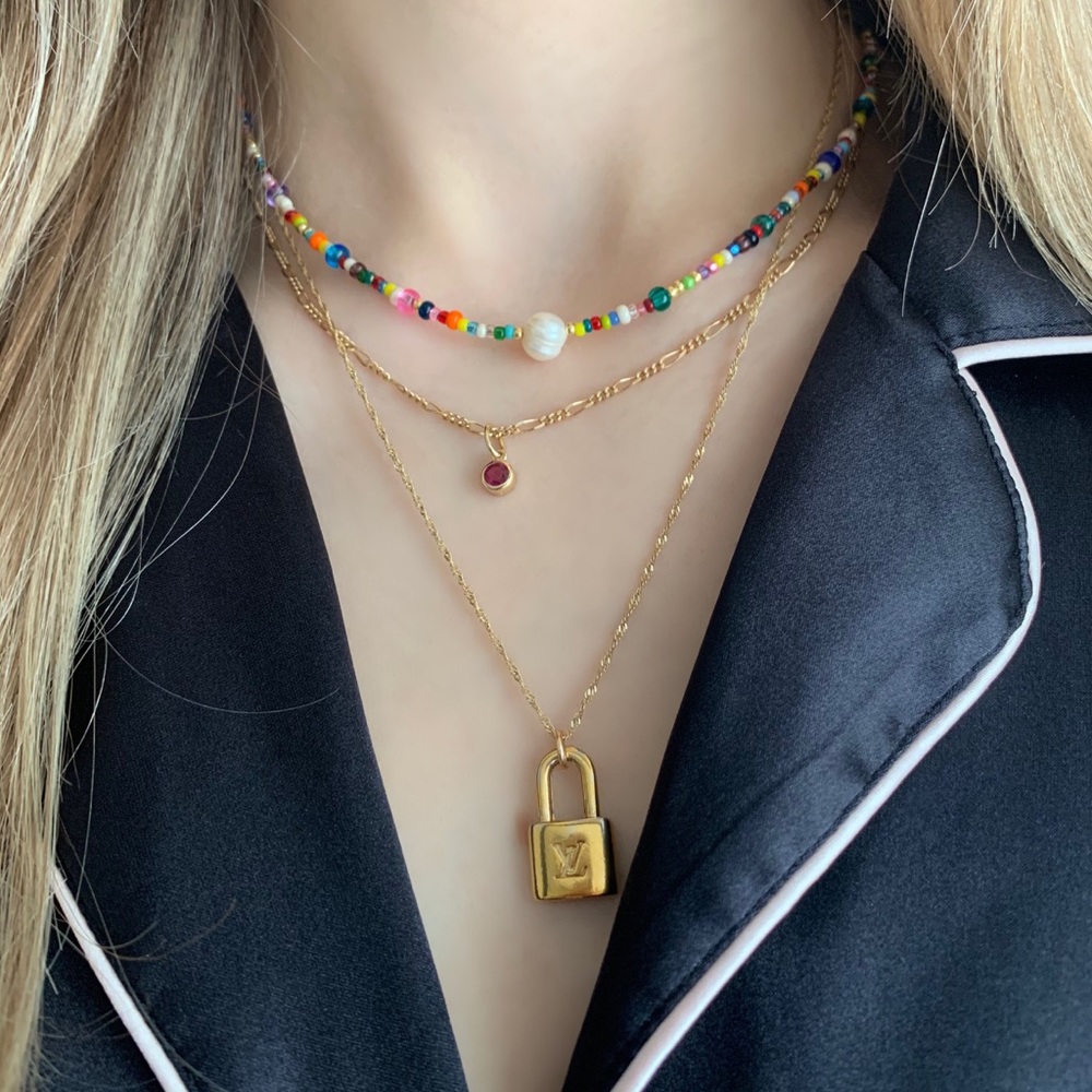 Handmade item - Colourful Beaded Choker - Pearl